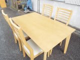 ダイニングテーブル5点セット☆食卓テーブル 木製 ナチュラル サイズ幅135×奥行80×高さ70cm