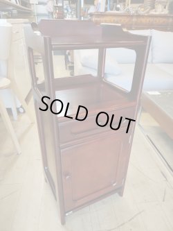 画像1: カリモク家具 電話台 引き出し付 幅約35cm×奥行約31.5cm×高さ約82cm 棚 サイドラック 花台 収納台 アンティーク