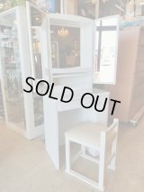 美品【愛知近郊・配送可】ニトリ 三面鏡ドレッサー クレール ドレッサーチェア付 幅61cm×奥行40cm×高さ146cm ホワイト 鏡台 化粧台 
