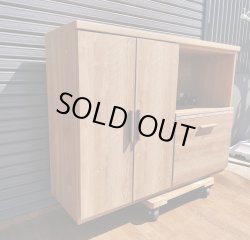 画像1: 【愛知近郊・配送可】LOWYA ロウヤ キッチンカウンター レンジボード 木目調 コンセント付 幅120cm×奥行40cm×高さ90cm K-066