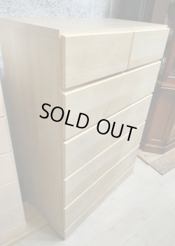 画像1: 【愛知近郊・配送可】 5段チェスト タンス 幅79.6cm×奥行42cm×高さ114.5cm 引き出し 衣類収納 タンス スライドレール付