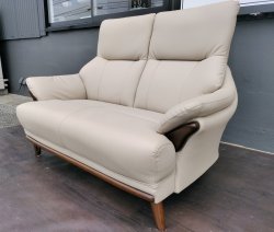 画像2: 【愛知近郊・配送可】参考価格54,990円 2人掛けソファー ハイバック 合成皮革 ベージュ 幅約129cm×奥行：約85cm×高さ：約94cm