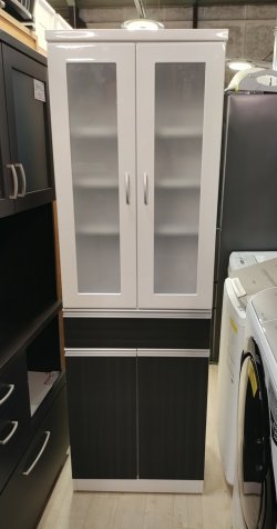 画像2: 【愛知近郊・配送可】食器棚 薄型 スリム ガラス 引出し 木目調 高さ183cm×幅58cm×奥行41cm