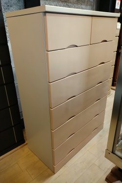 画像1: 【愛知近郊・配送可】6段 カラーチェスト 高さ120cm×幅80cm×奥行41.5cm 洋服タンス 衣類収納 ピンク系 日本製 サンコウ タイヒ