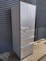 美品115【愛知・配送可】2023年製 アクア 冷凍冷蔵庫 355L 右開き 4ドア まん中2段フリーザー 強化処理ガラス棚 幅60cm シルバー AQR-36N2