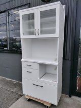 美品【愛知近郊・配送可】ニトリ 食器棚 キッチンボード コパン コンセント付 高さ181cm×幅80cm×奥行41cm ホワイト シンプル