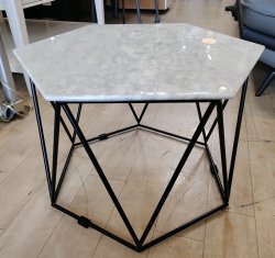 画像2: 【愛知近郊・配送可】参考価格49,990円 アルモニア 大理石テーブル ホワイト 幅60cm×奥行52cm×高さ39.5cm コーヒーテーブル モダン