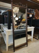 ヴィンテージ★Hari Mirror ハリ ミラー 壁掛けミラー 全身鏡 姿見 茶枠 高さ113.5cm×幅42.5cm×奥行3.5cm バリ風 アジアンテイスト