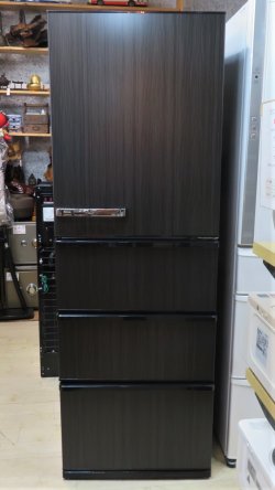 画像1: 64未使用品【愛知・配送可】 AQUA アクア 自動製氷 ノンフロン冷凍冷蔵庫 AQR-V37M(K) 368L 右開き 4ドア 2022年製 ウッドブラック