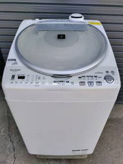 画像2: 91【愛知近郊・配送可】シャープ 8.0kg/乾燥4.5kg 洗濯乾燥機 プラズマクラスター搭載 縦型 上開き ES-TX810-S 2012年製