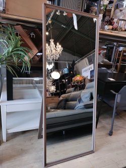 画像1: 未使用【愛知】スタンドミラー 全身鏡 姿見 高さ150.5cm×幅60cm×奥行4cm ブラウン系