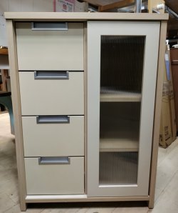 画像2: 【愛知近郊・配送可】キャビネット 引き出し付 引き戸 幅60cm×奥行40.5cm×高さ83cm ナチュラル 飾り棚