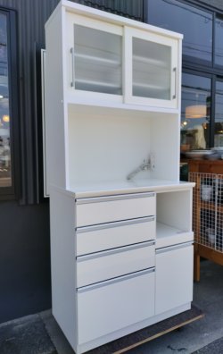画像1:  美品【愛知近郊・配送可】参考価格79,990円 ニトリ 食器棚 キッチンボード レジューム ハイタイプ 高さ200cm×幅89.5cm×奥行51cm 