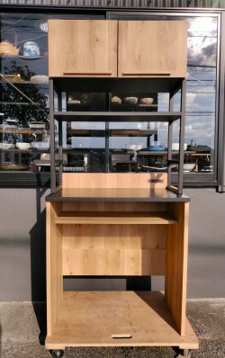 画像2:  【愛知近郊・配送可】タカシン家具 食器棚 キッチンボード コンセント付 高さ186cm×幅82.5cm×奥行47cm ナチュラル×ブラック