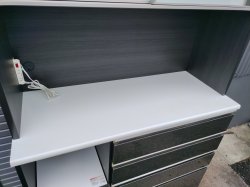 画像6:  【愛知近郊・配送可】定価129,900円 ニトリ 食器棚 キッチンボード ポスティア スライド扉 コンセント付 高さ206cm×幅120.5cm×奥行50cm