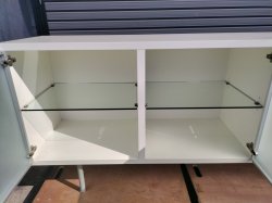 画像5: 【愛知近郊・配送可】サイドボード ガラス扉 幅185.5cm×奥行50.5cm×高さ87.5cm ホワイト スタイリッシュ 飾り棚 リビングボード