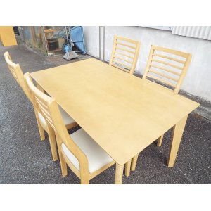 画像: ダイニングテーブル5点セット☆食卓テーブル 木製 ナチュラル サイズ幅135×奥行80×高さ70cm