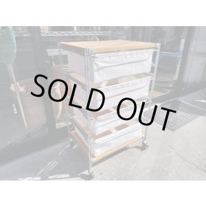 画像: 【愛知】無印 ユニットシェルフ 4段 帆布バスケット 幅56.5cm×奥行42cm×高さ88cm 引き出し 衣類収納 キャスター付 