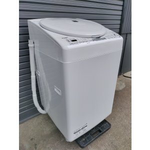 画像: 90美品【愛知近郊・配送可】2022年製 シャープ 8.0kg/乾燥4.5kg 洗濯乾燥機 プラズマクラスター 除菌機能 縦型 上開き ES-TX8G-W