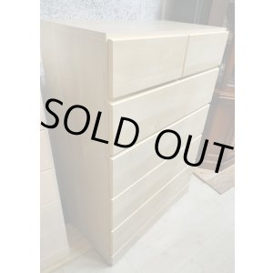 画像: 【愛知近郊・配送可】 5段チェスト タンス 幅79.6cm×奥行42cm×高さ114.5cm 引き出し 衣類収納 タンス スライドレール付