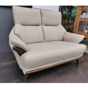 画像: 【愛知近郊・配送可】参考価格54,990円 2人掛けソファー ハイバック 合成皮革 ベージュ 幅約129cm×奥行：約85cm×高さ：約94cm