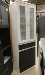 画像: 【愛知近郊・配送可】食器棚 薄型 スリム ガラス 引出し 木目調 高さ183cm×幅58cm×奥行41cm