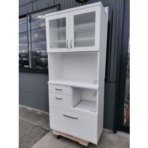 画像: 美品【愛知近郊・配送可】ニトリ 食器棚 キッチンボード コパン コンセント付 高さ181cm×幅80cm×奥行41cm ホワイト シンプル
