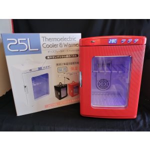 画像:  【愛知】ポータブル保冷温庫 25L COOL＆HOT レッド 取手付 持ち運び楽々小型冷蔵庫 ミニ冷蔵庫 アウトドア イベント