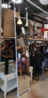 画像: 【愛知近郊・配送可】突っ張り式ミラー 高さ約203〜286cm×幅40cm 姿見 全身鏡 ホワイト 薄型 スリム 省スペース