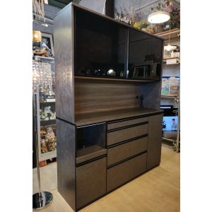 画像:  美品【愛知近郊・配送可】IDC参考価格198,000円 松田家具 食器棚 キッチンボード ガバーナ 高さ203×幅156×奥行48cm 石目柄 クローチェ