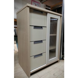 画像: 【愛知近郊・配送可】キャビネット 引き出し付 引き戸 幅60cm×奥行40.5cm×高さ83cm ナチュラル 飾り棚
