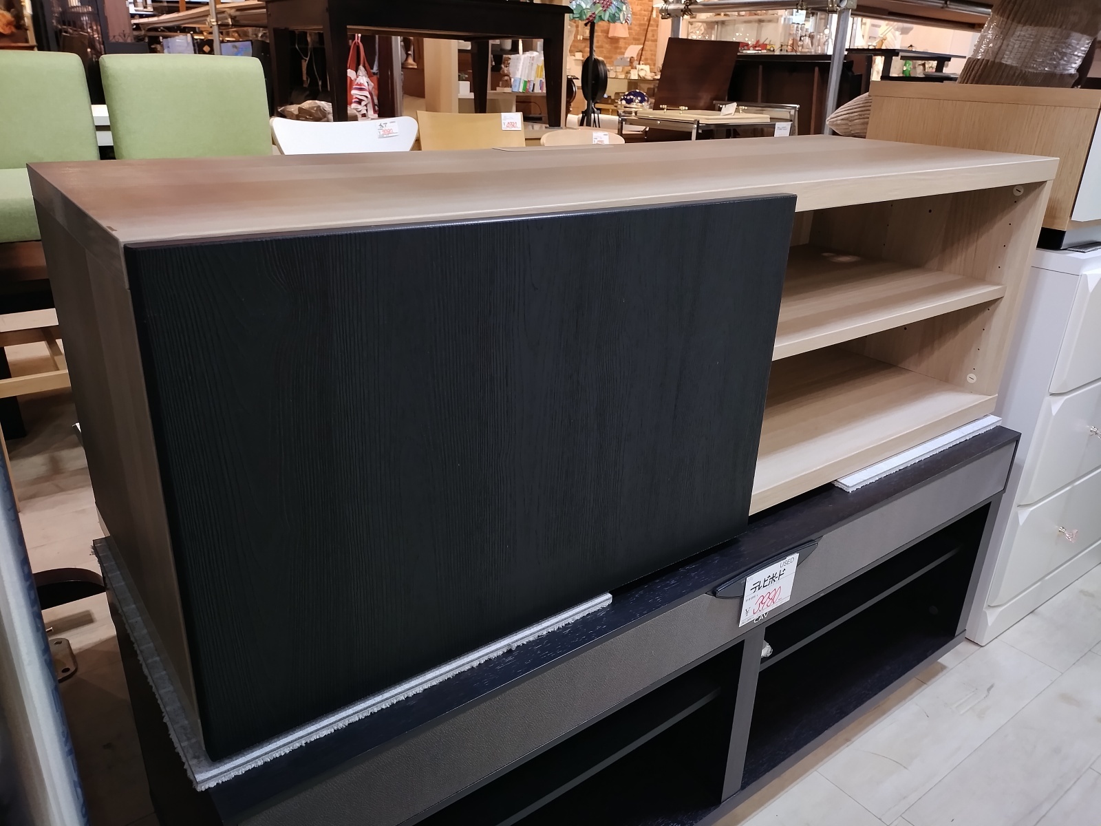 画像1: 【愛知近郊・配送可】テレビボード テレビ台 ローボード 幅120cm×奥行39.5cm×高さ39cm ナチュラル×ブラック
