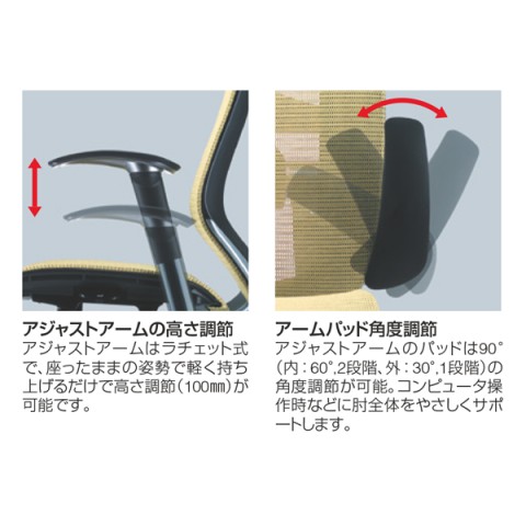 画像18: 参考価格252,780円 オカムラ バロンチェア エクストラハイバック 可動ヘッドレスト アジャストアーム メッシュ ライムグリーン CP81AR-FDH6