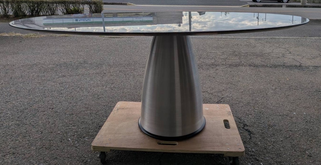 画像4: 美品【愛知近郊・配送可 】カッテランイタリア ダイニングテーブル 御影石 大理石 円形 楕円形 モダン スタイリッシュ おしゃれ